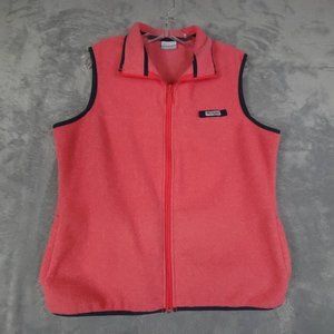 Columbia Womens Fleece Vest Pink Blue Full Zip Logo Sleeveless Casual‎ Winter L
